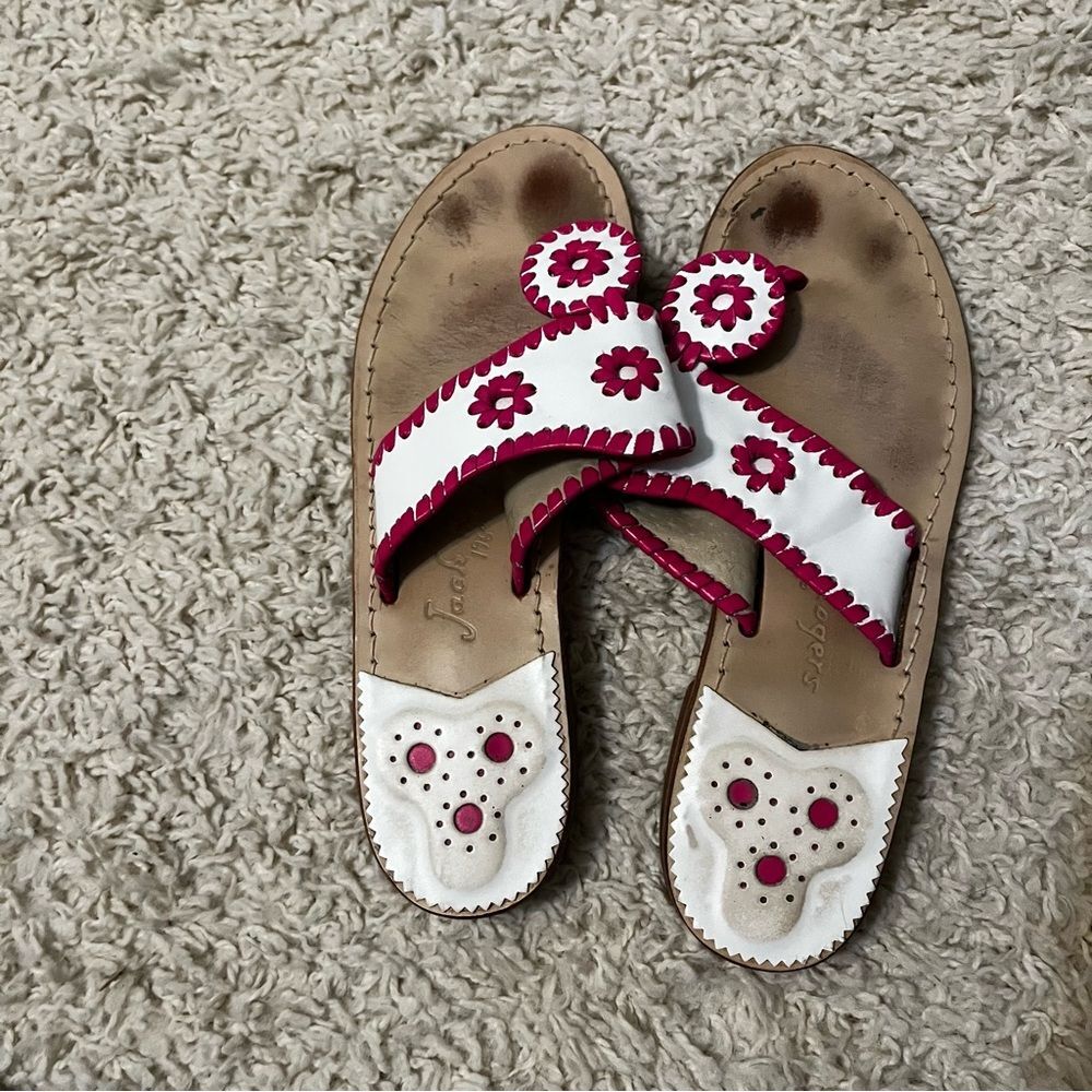 Jack Rogers Pink and White flip flop sandals size 8